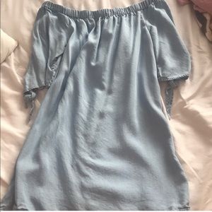 denim cold shoulder dress